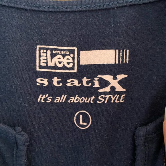 LEE Navy Blue Shirt with Pink Embroidery Short Sleeves - Picture 7 of 7